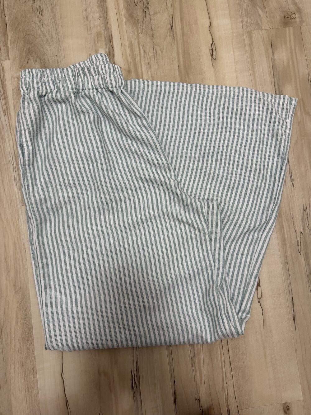 Sincerely Jule Green White Striped Wide Leg Pants